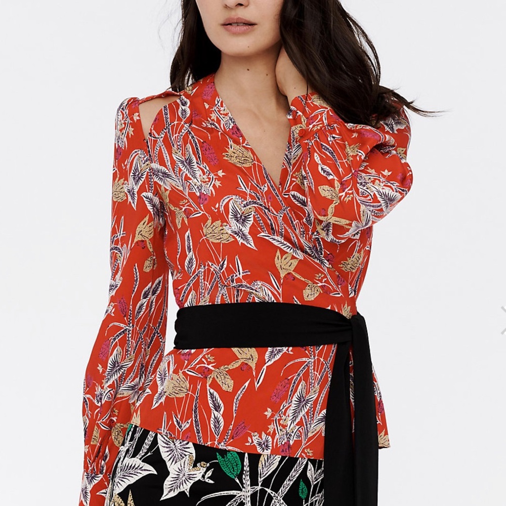 DVF Hesy Silk Crepe De Chine Wrap Top